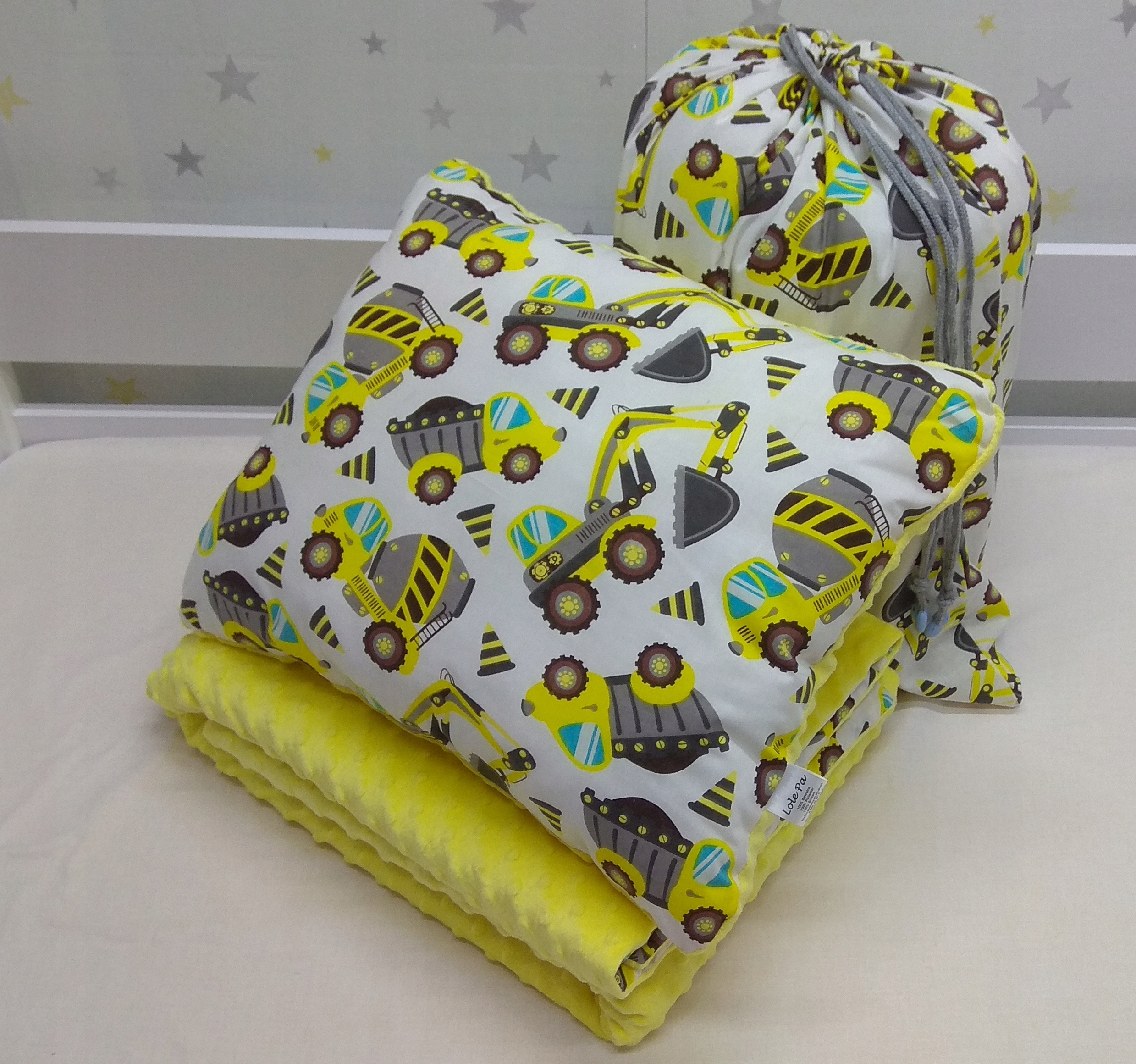 Komplet Minky Przedszkolaka kocyk +poduszka +worek