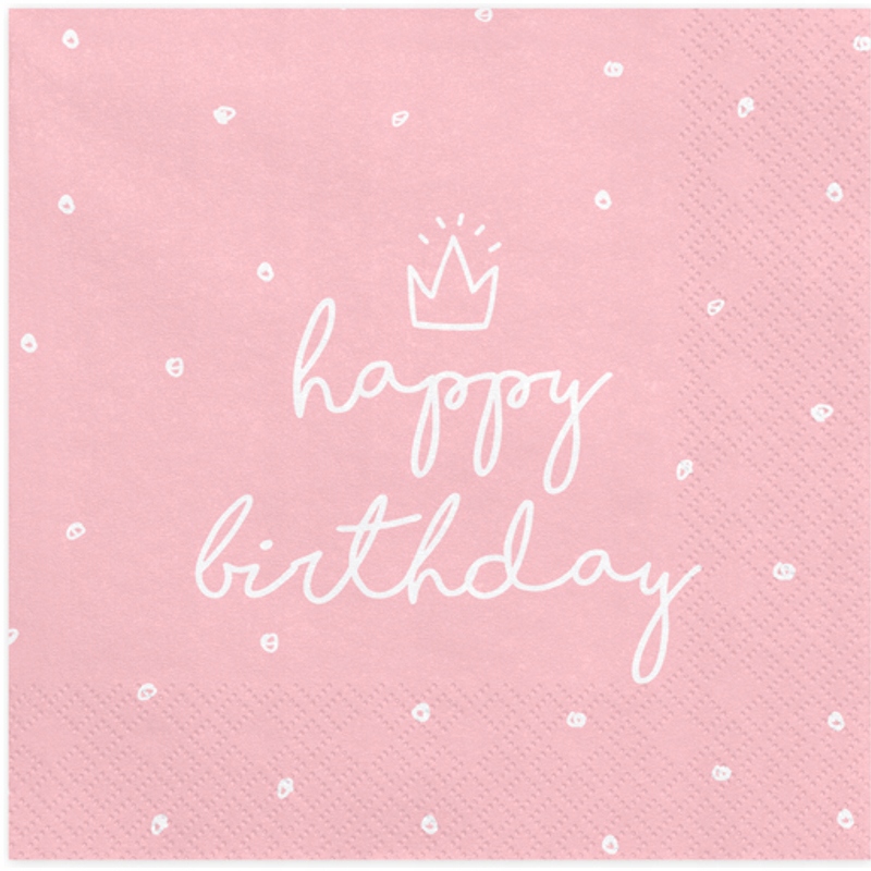 Serwetki róż Happy Birthday Roczek Urodziny 1-99