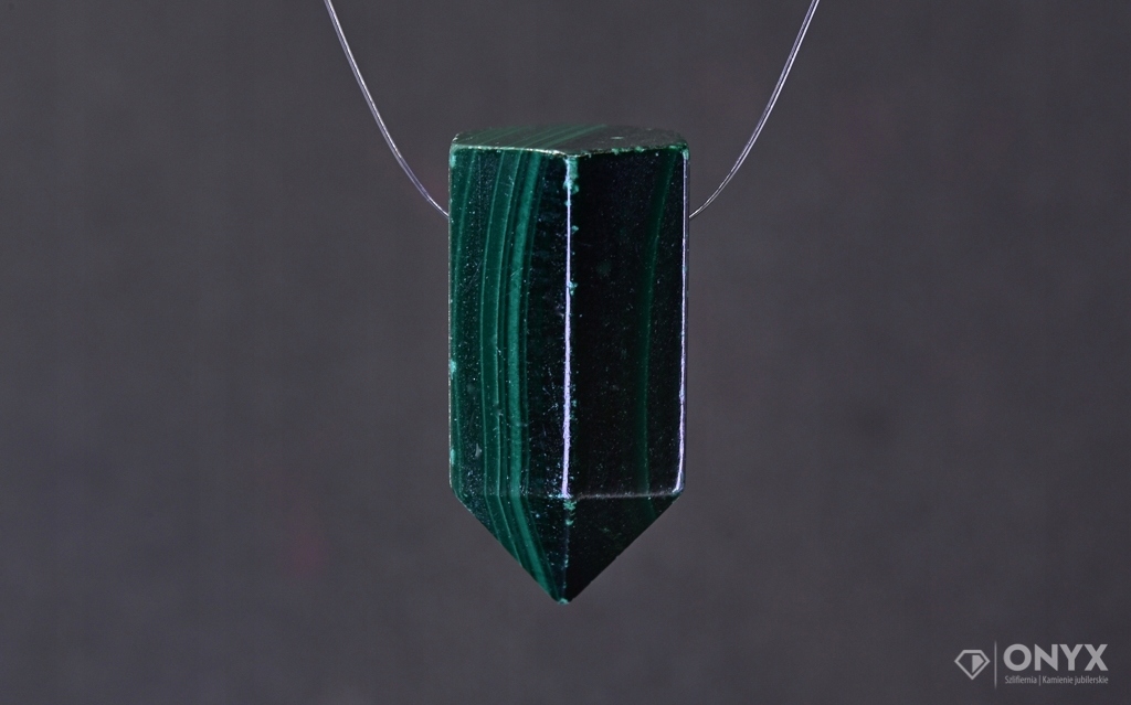 Malachit provrtaný fazetovaný křišťál 20x10 mm