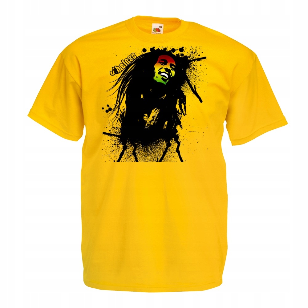 

Koszulka z nadrukiem reggae Marley rasta M żółta