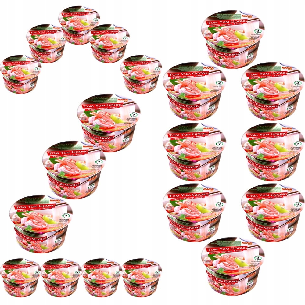20x Zupka Tom Yum Goong Makaron Ryżowy z Krewetkami Vermicelli Cup 70g Mama