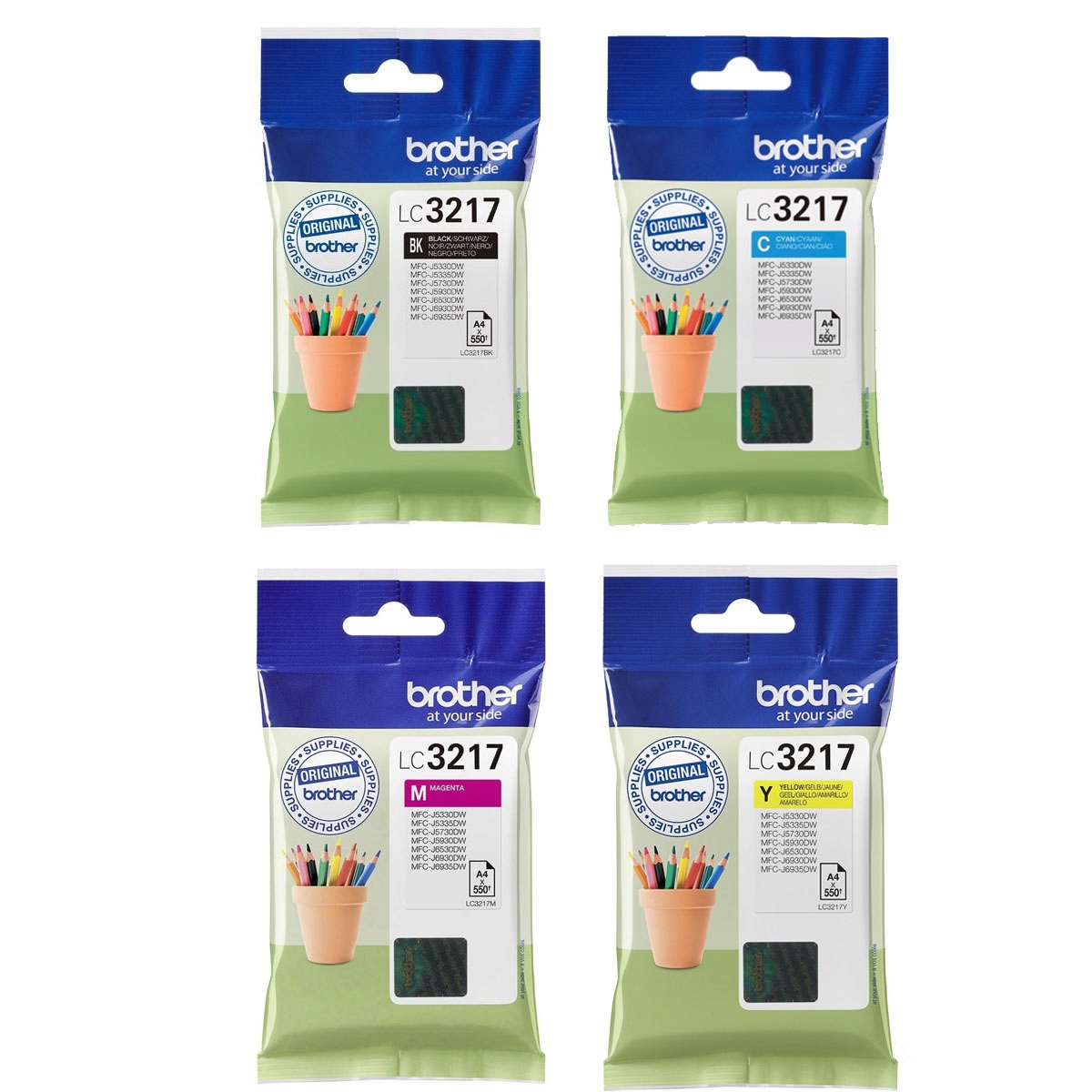 Zestaw 4 tuszy org. Brother LC-3217 Cmyk J5330 J5730 J5930 J6530 J6930
