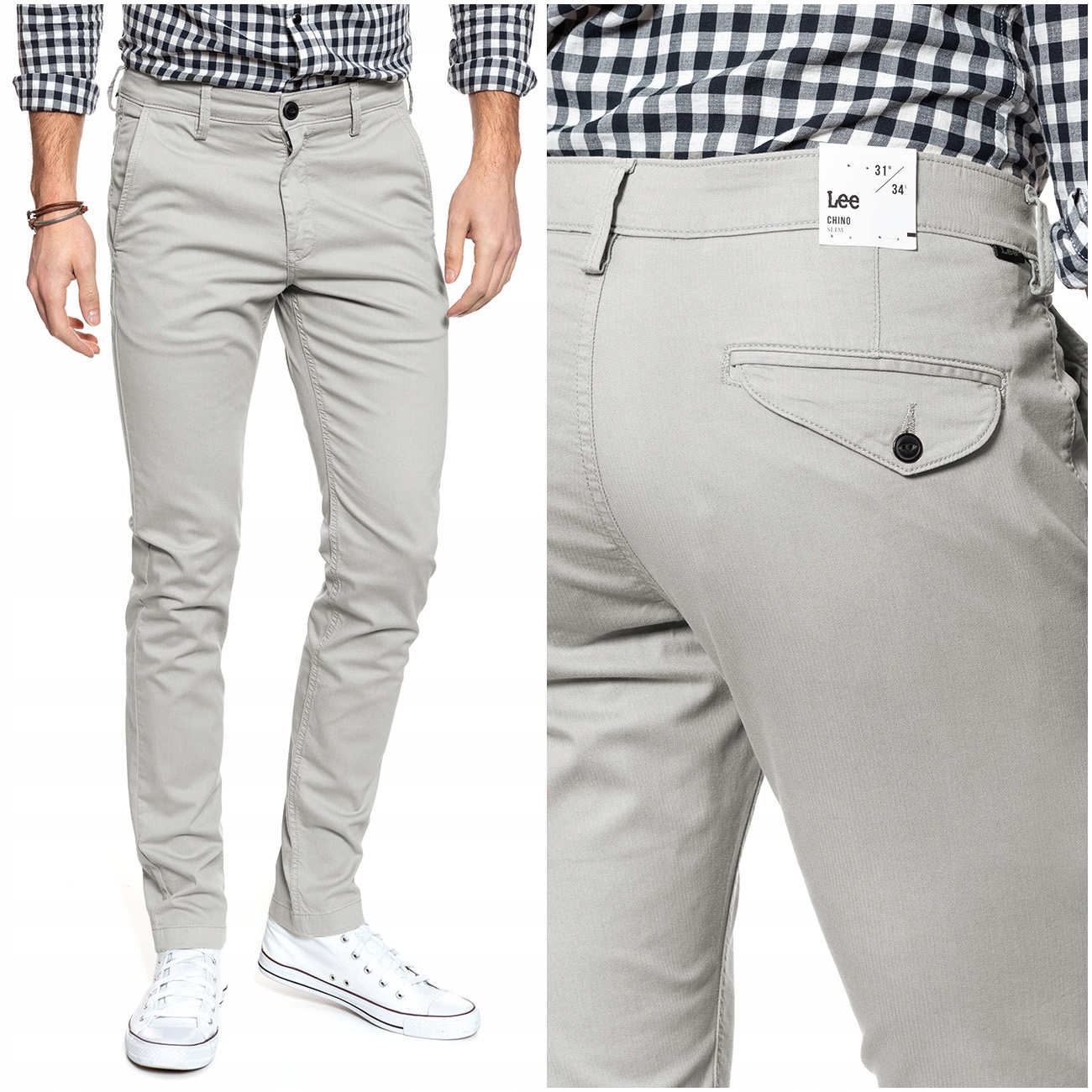 

Lee Chino Męskie Spodnie Materiałowe Slim W33 L32