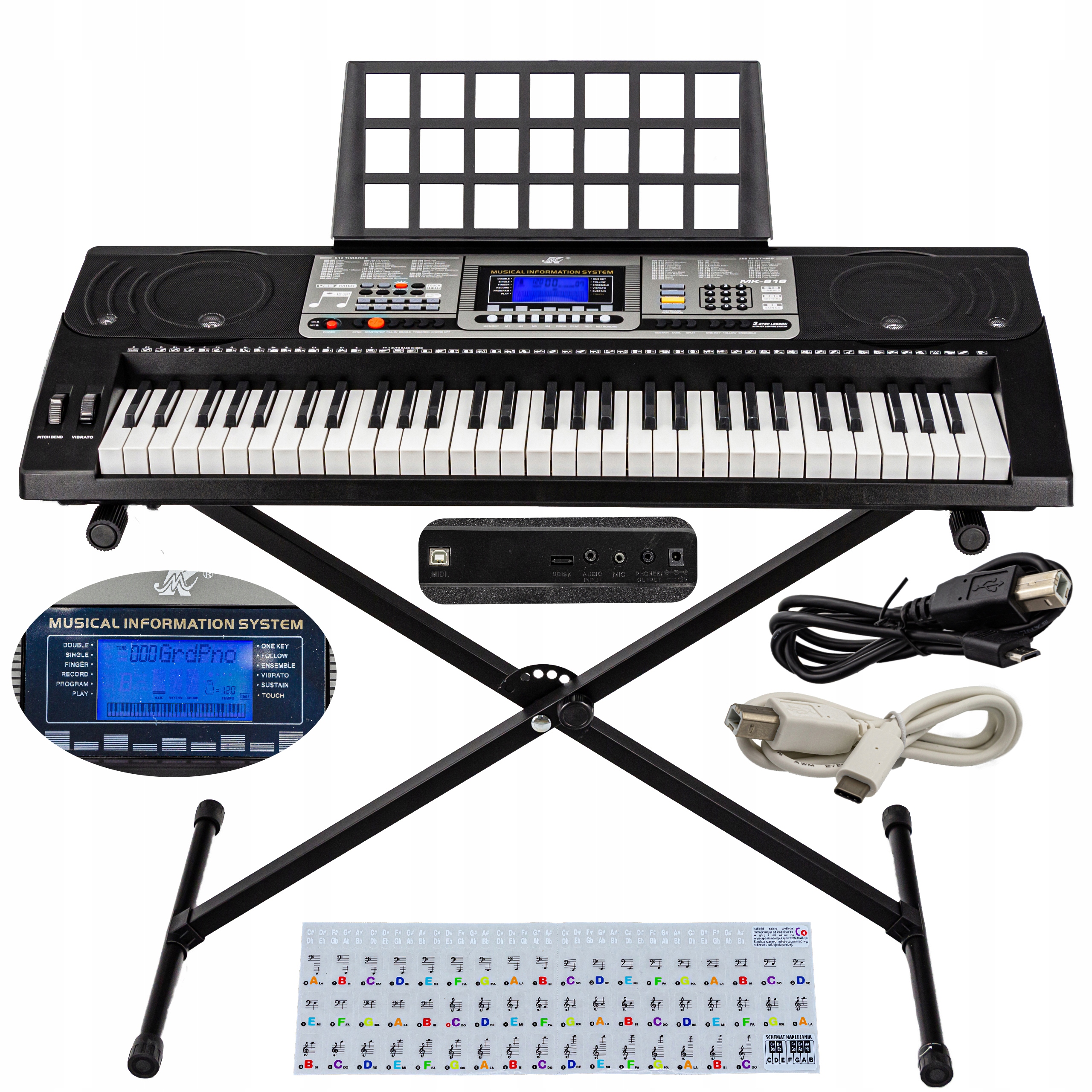 

Keyboard Organy Pianino MK-816 MIDI 61klaw Statyw