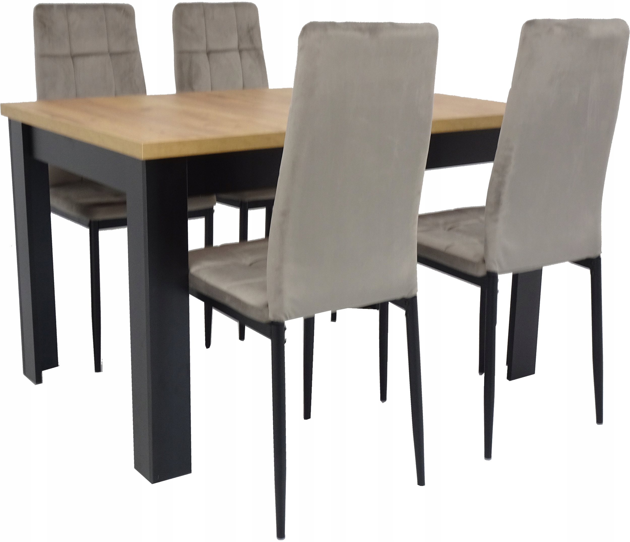 Zestaw stół 80x120 rozkładany do 160 blat DĄB KRAFT 4 TAPICEROWANE krzesła