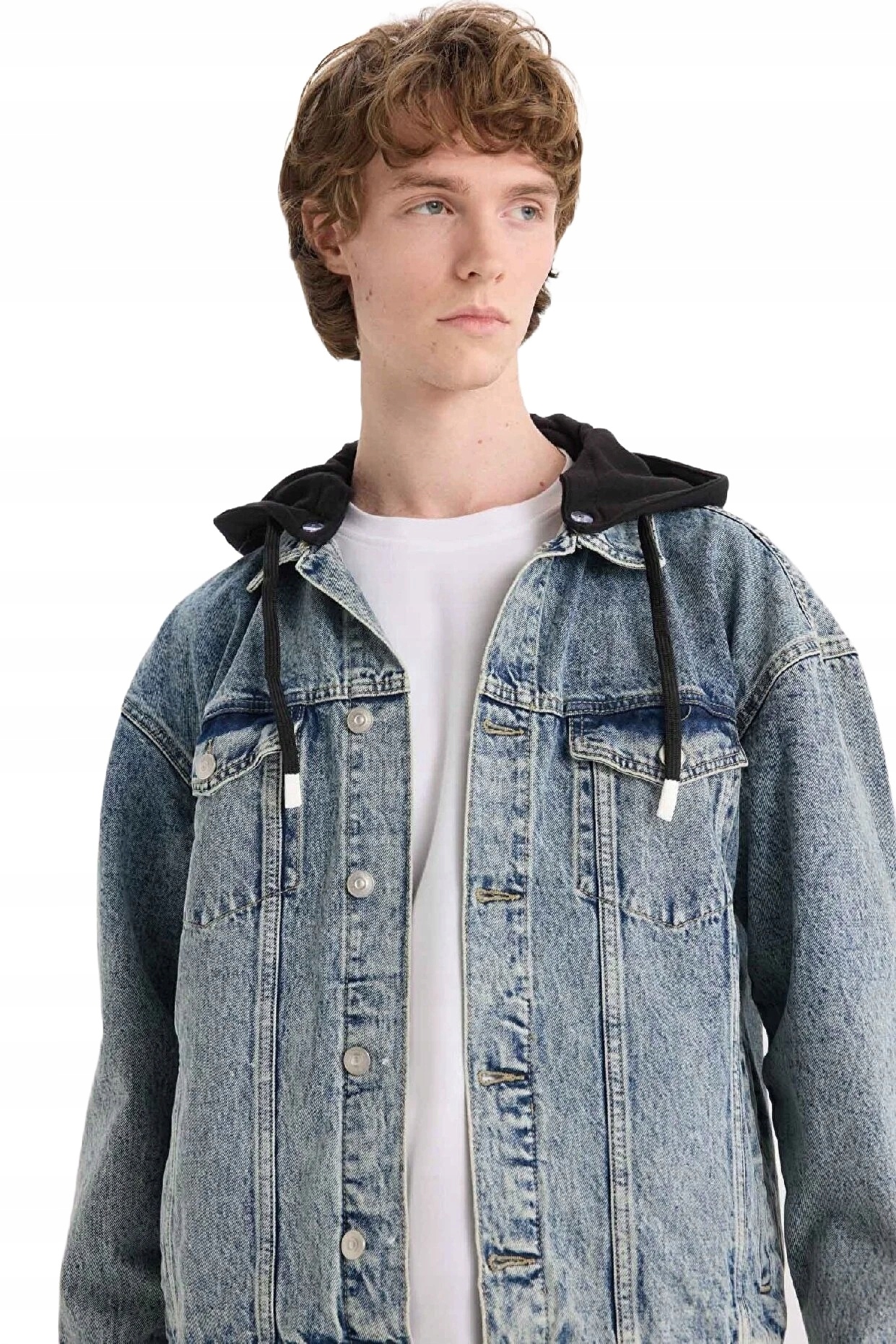 Defacto Pánská Džínová Bunda S Kapucí A Knoflíky Modrá XXL 5DA