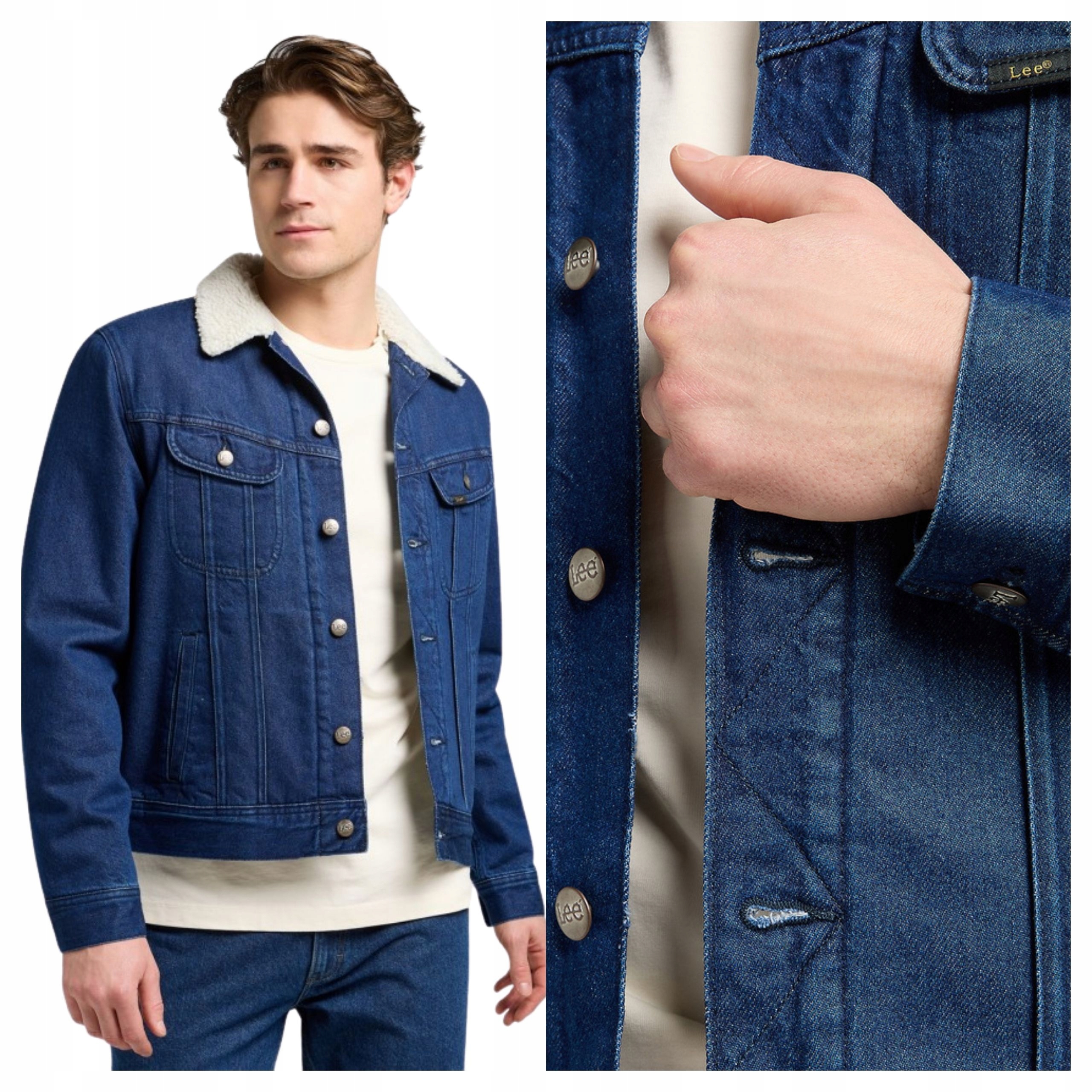 Pánská bunda Lee Sherpa Jacket Džínová na každý den Modrá L