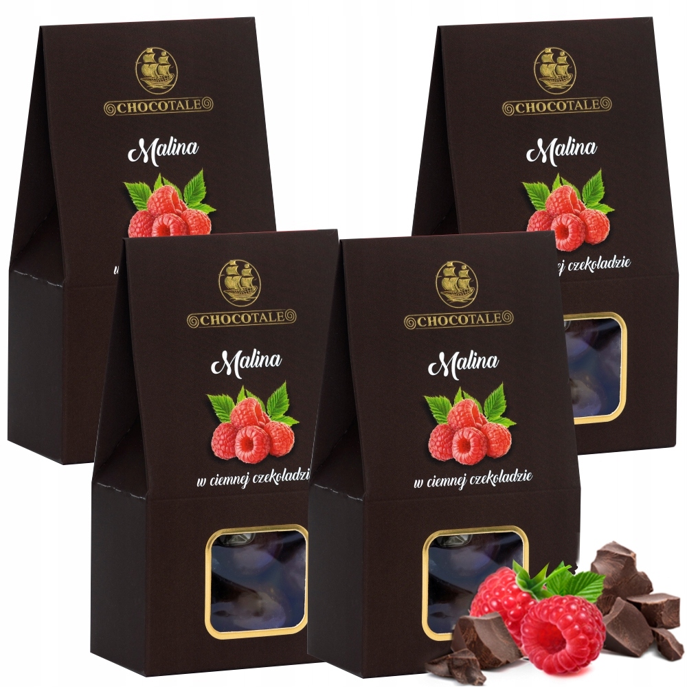 Levně 4 X Maliny V Tmavé Hořké Čokoládě Chocotale 100 G