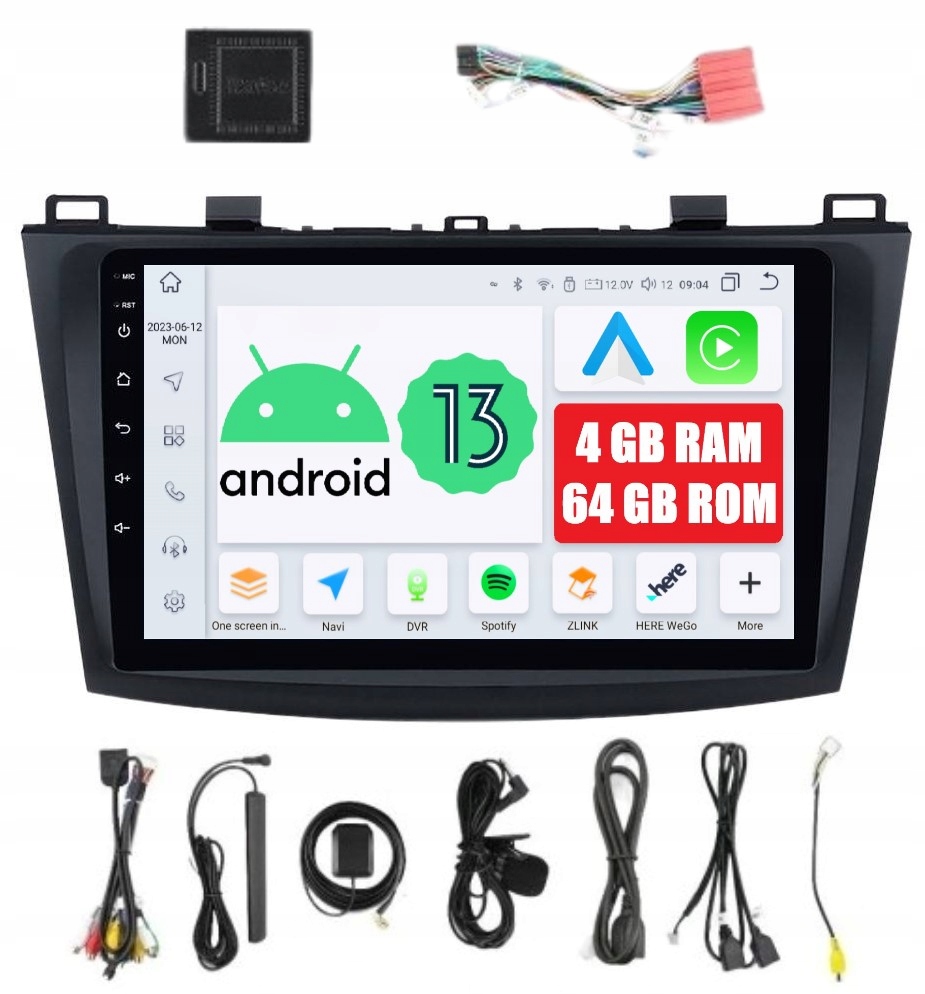Rádio 2DIN Navigácia Android Mazda 3 II 2 Carplay 4/64 Gb Dsp Lte
