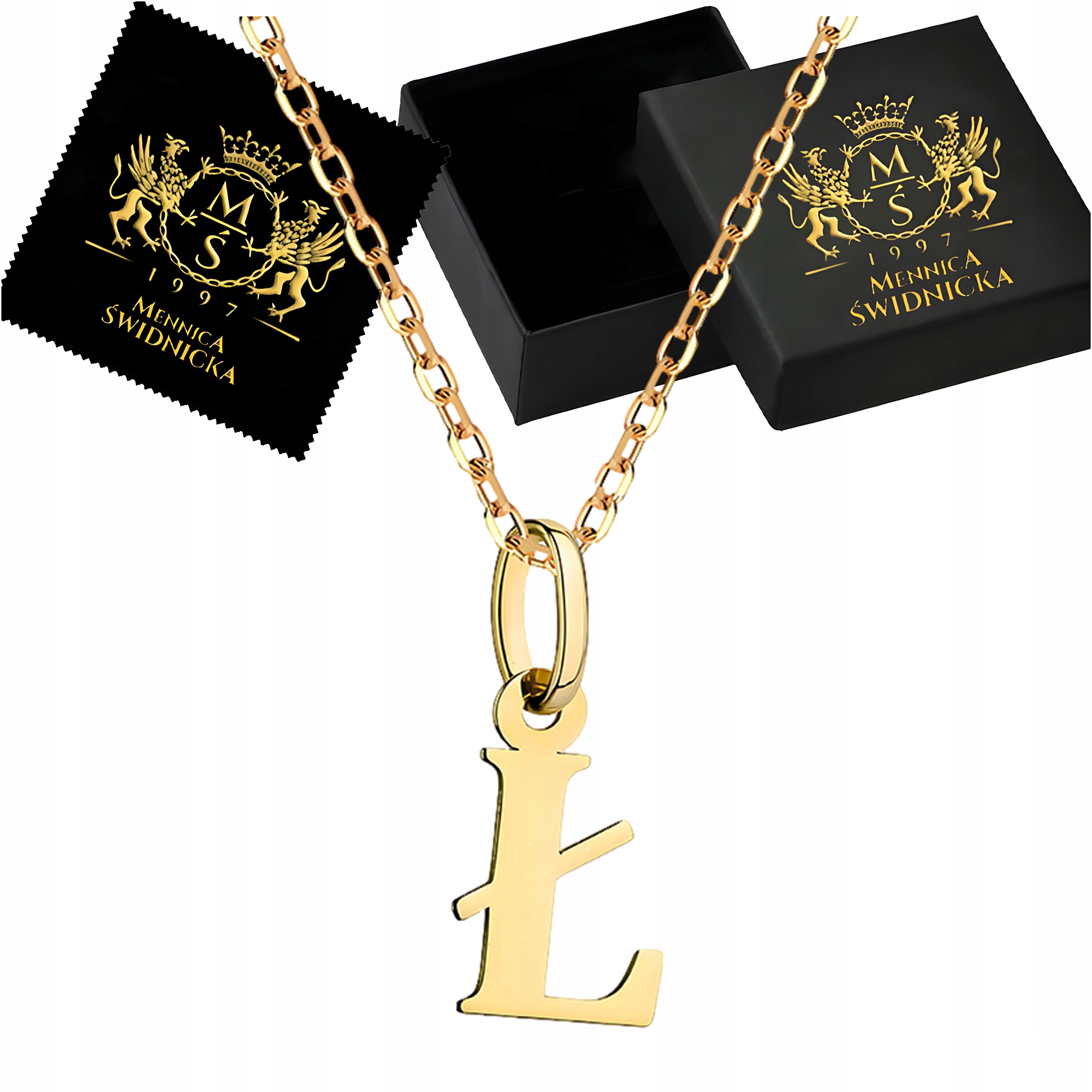 Zlatý náhrdelník Písmeno L Dámské Řetízek a přívěsek Zlato 585 Gravírování