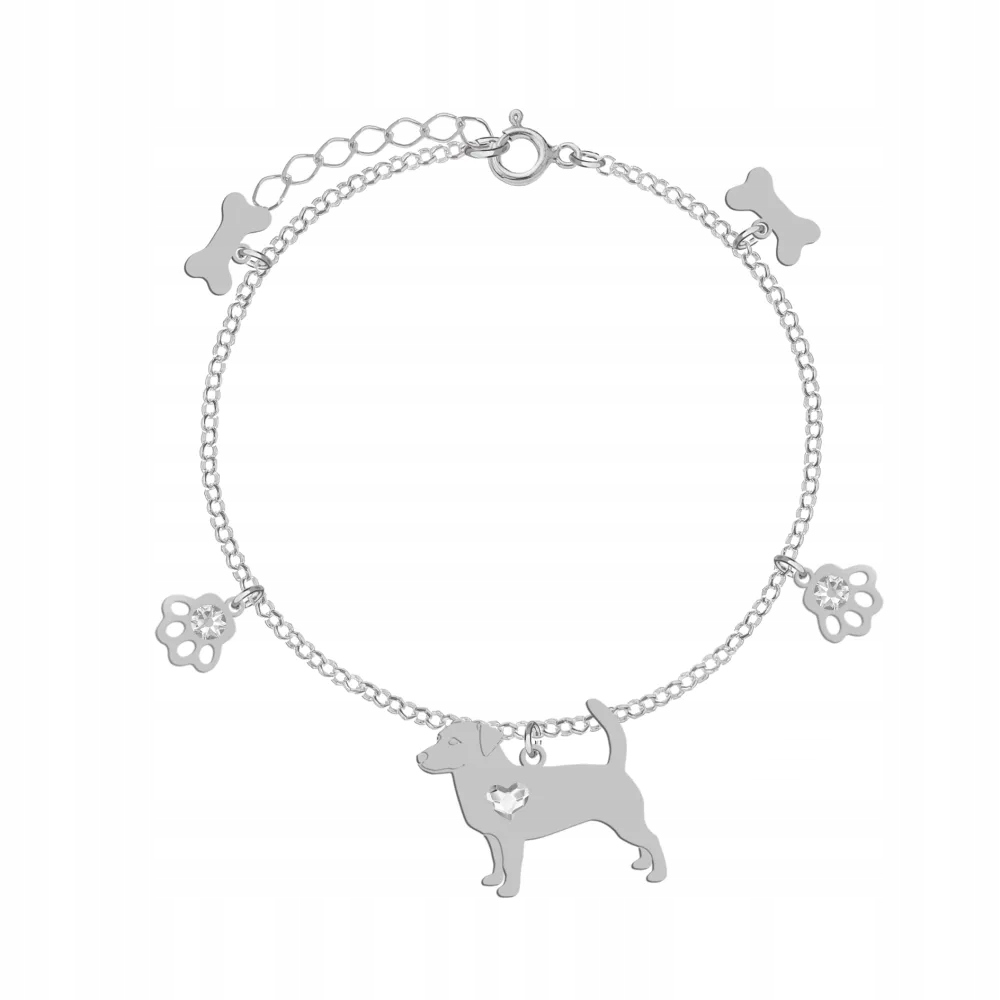 Stříbrný náramek s Jack Russell teriérem krátkosrstý 925 Dárek Gravírování