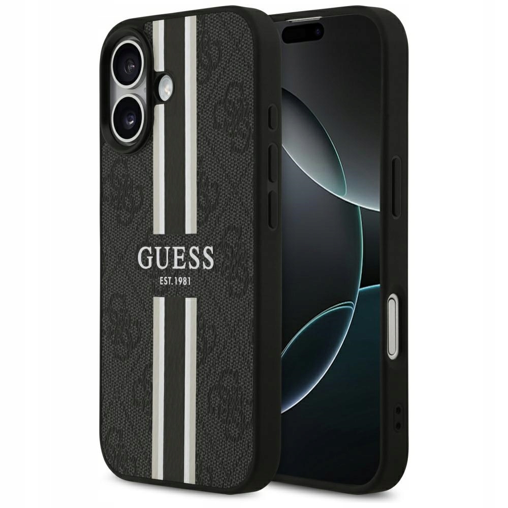 Pouzdro Guess 4G Printed Stripes MagSafe pro iPhone 17, černé