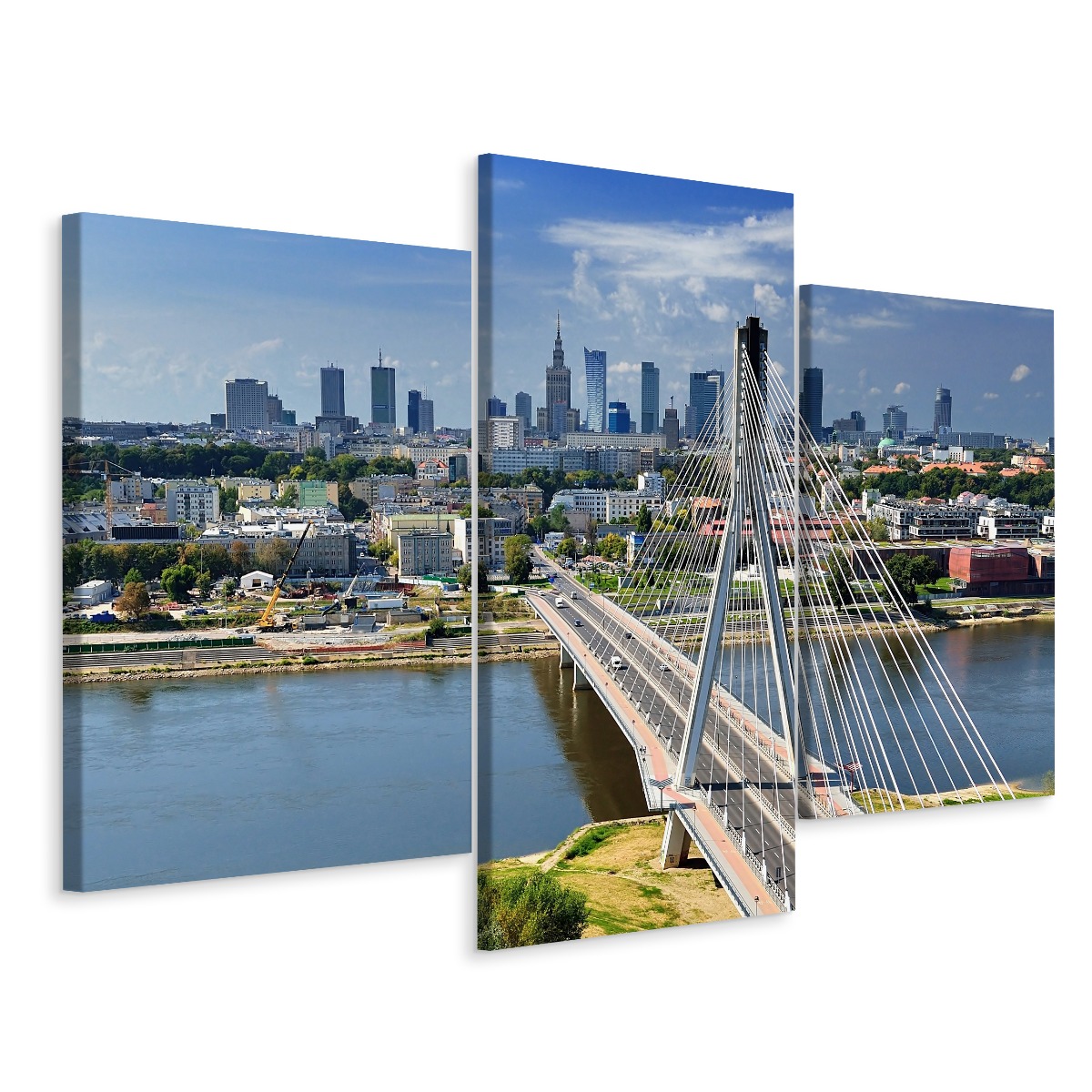 

Obraz Tryptyk Panorama Warszawa Most 3D 120x80