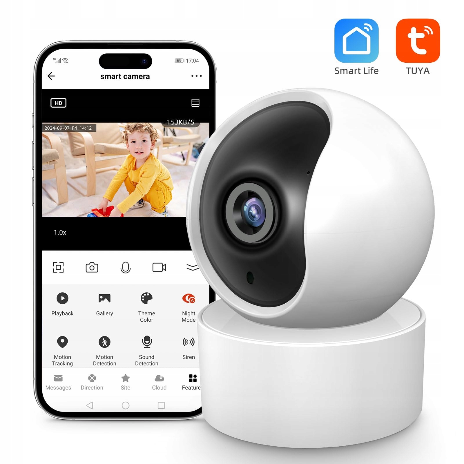 XNY Kamera 2MP Tuya Smart Life 1080P HD Pan Tilt WLAN Dwukierunkowy Audio — miniatura 2