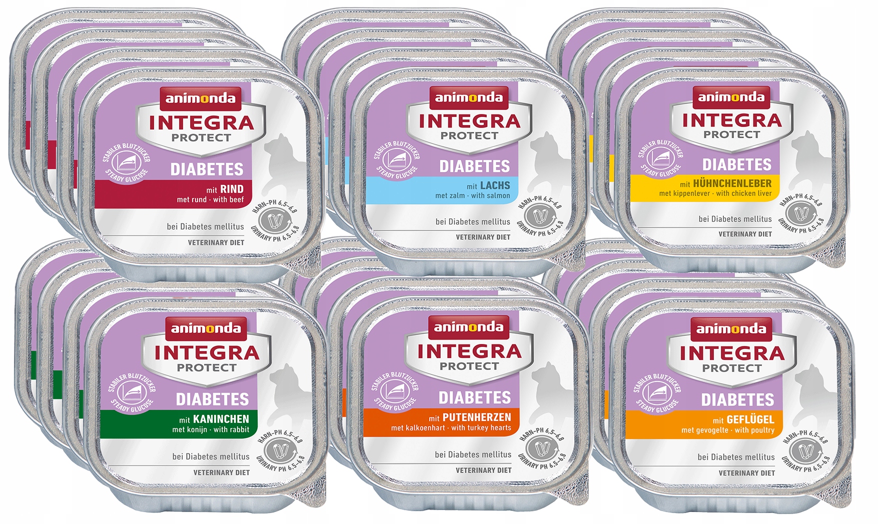 Animonda Integra Diabetes (cukrovka) tácek 30x100 g MIX 6 příchutí
