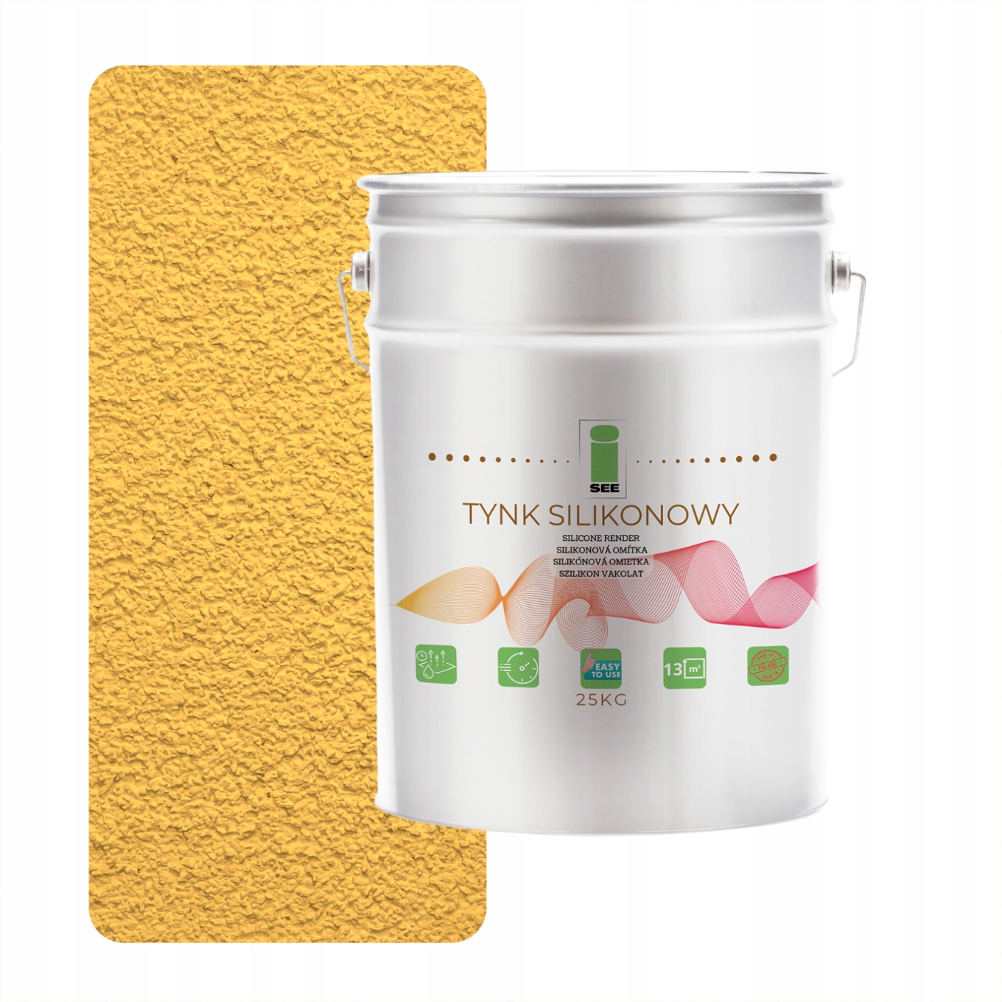 Silikónová Fasádna Omietka Vystužená Žltou Marhuľovou Farbou 1.5 MM, Trvanlivá, 25 Kg