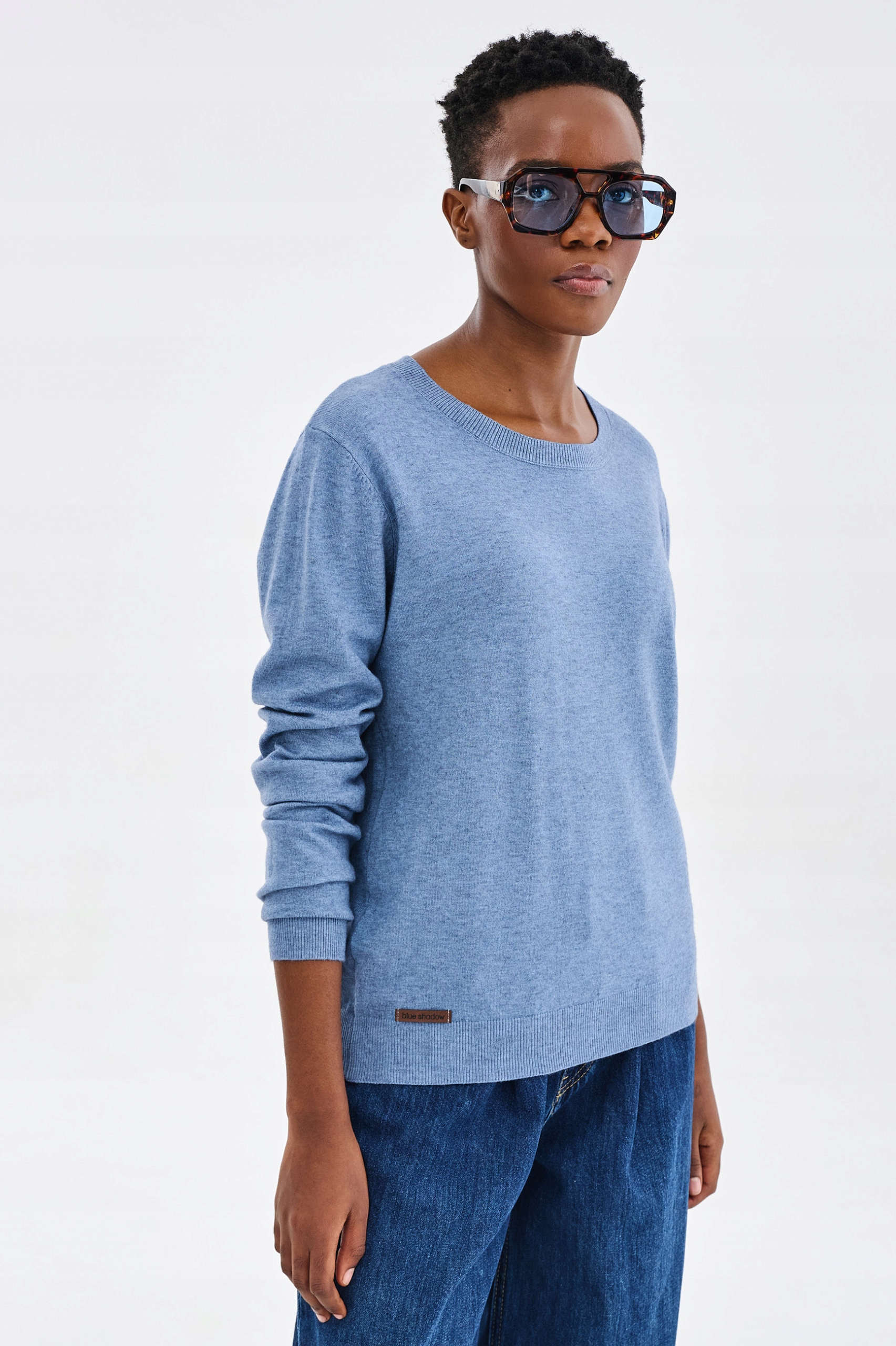 Dámský svetr s dlouhým rukávem S7015-15 blue shadow vel. Univerzální