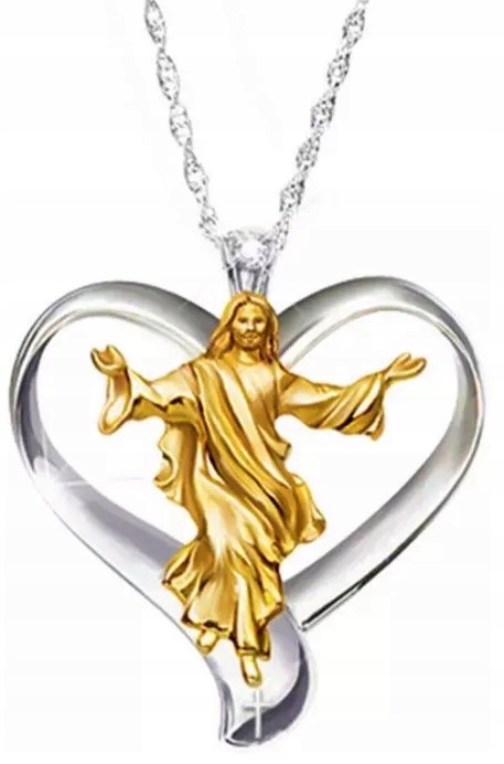 NASZYJNIK SREBRNY ŁAŃCUSZEK Z ZAWIESZKA JEZUS NA KOMUNIĘ SREBRO POZŁACANE Marka Mennica Bydgoska