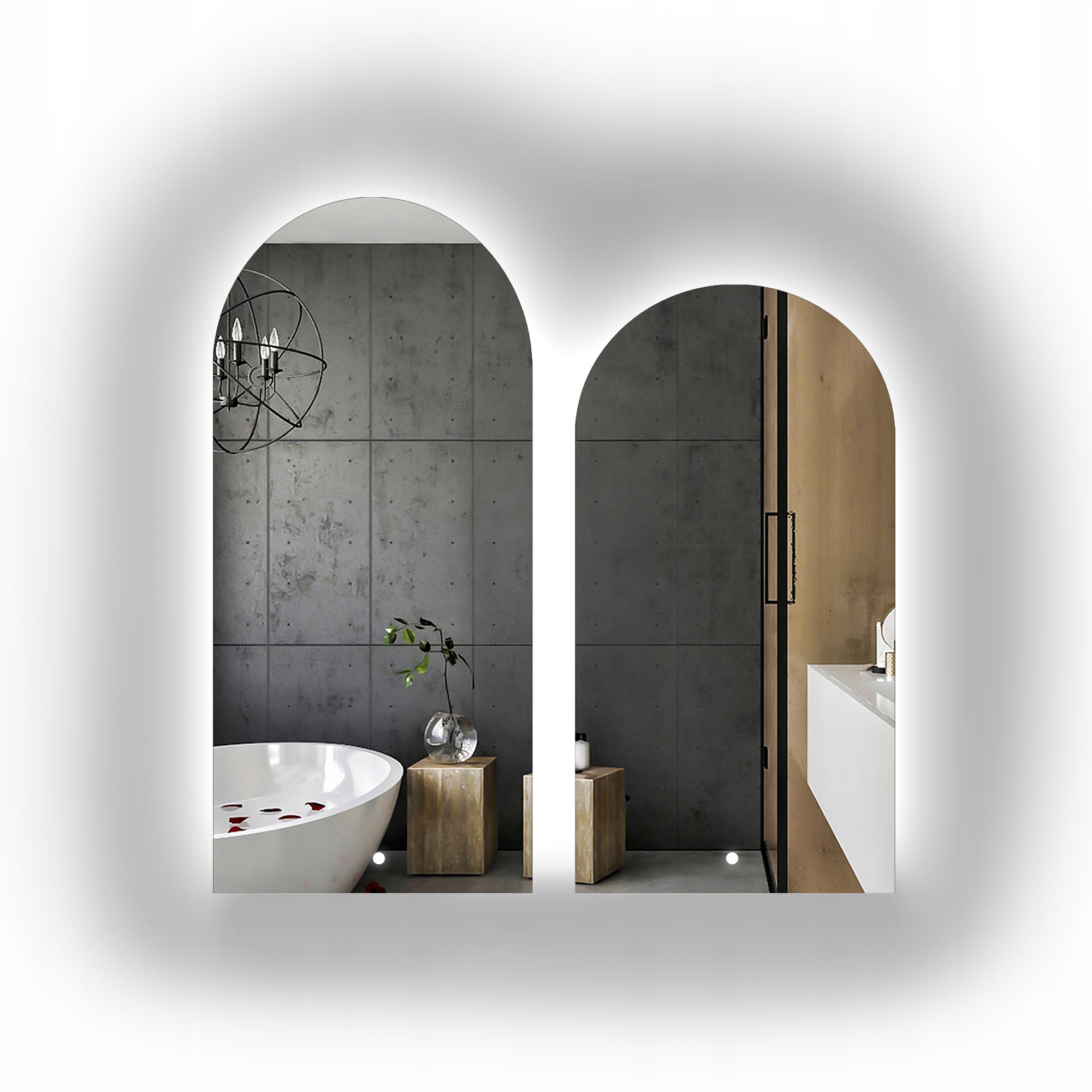 Sada dvou polooválných koupelnových zrcadel Frank Led 100x180 cm 100x200