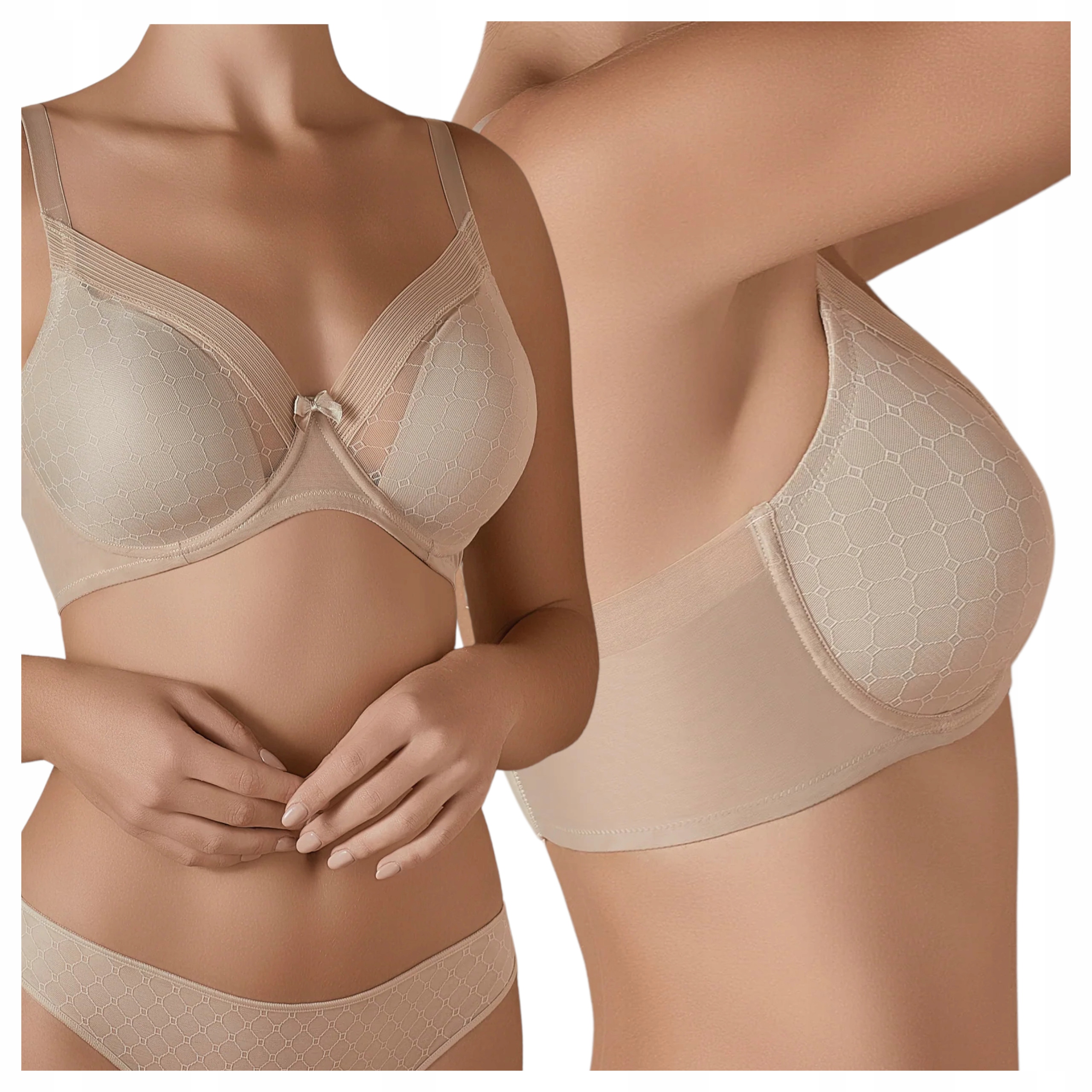 Dámská podprsenka s ušitými zesílenými boky Fiszbiny Béžová 90D