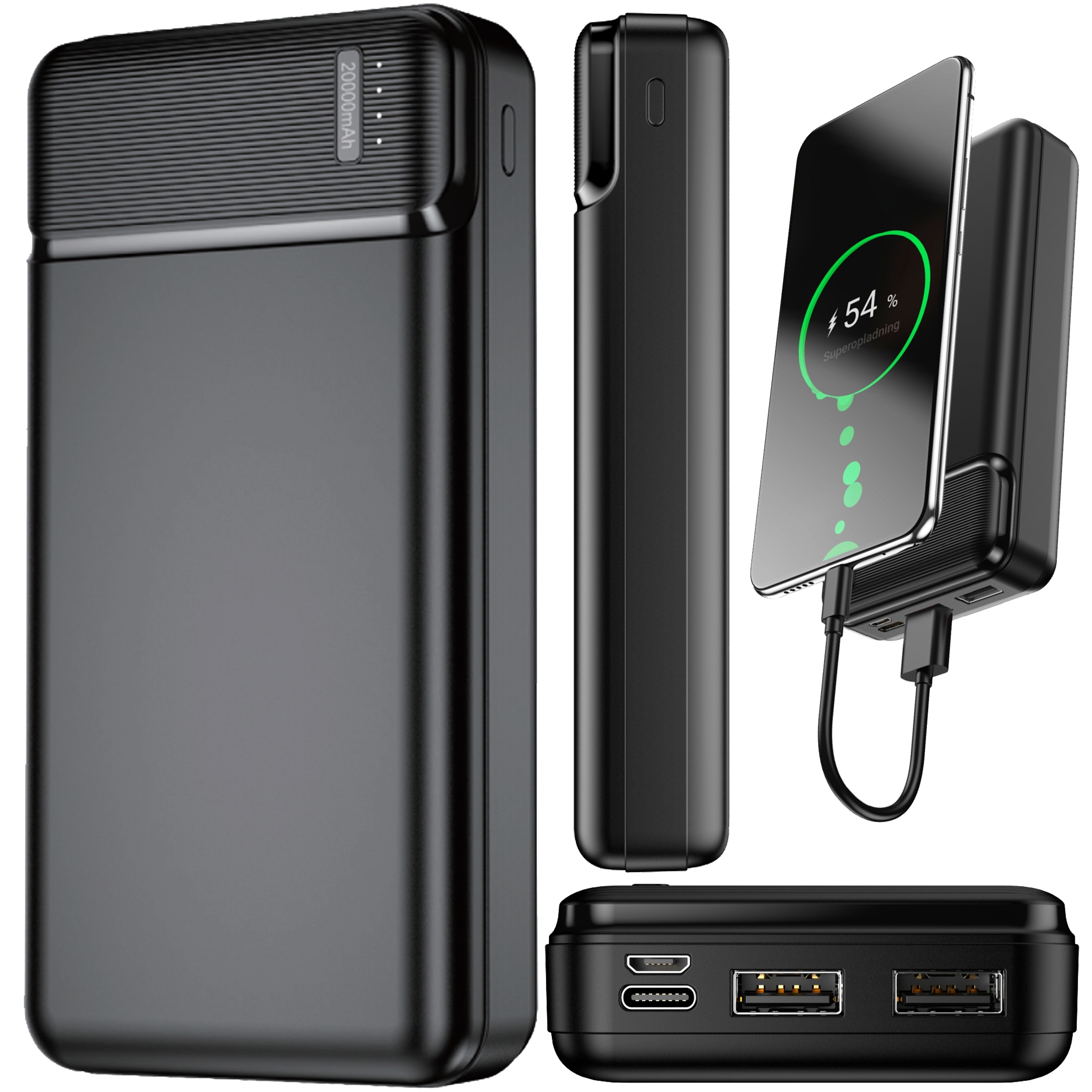 

Powerbank Power Bank 20000mAh 2xUSB Usb-c microUSB