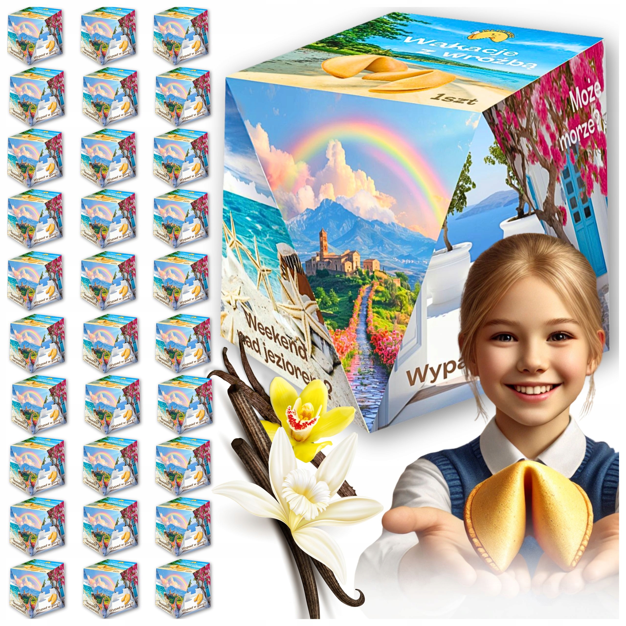 Ciasteczko z Wróżbą Uczniów Dzieci Wakacyjne Szkolne Dzień Dziecka x30