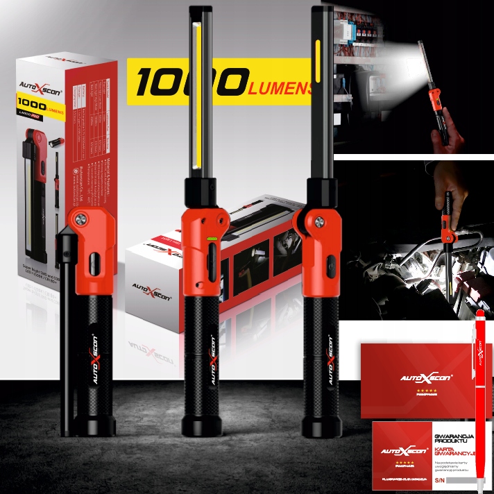 LAMPA WARSZTATOWA 3xLED MAGNES 1000LM POWERBANK