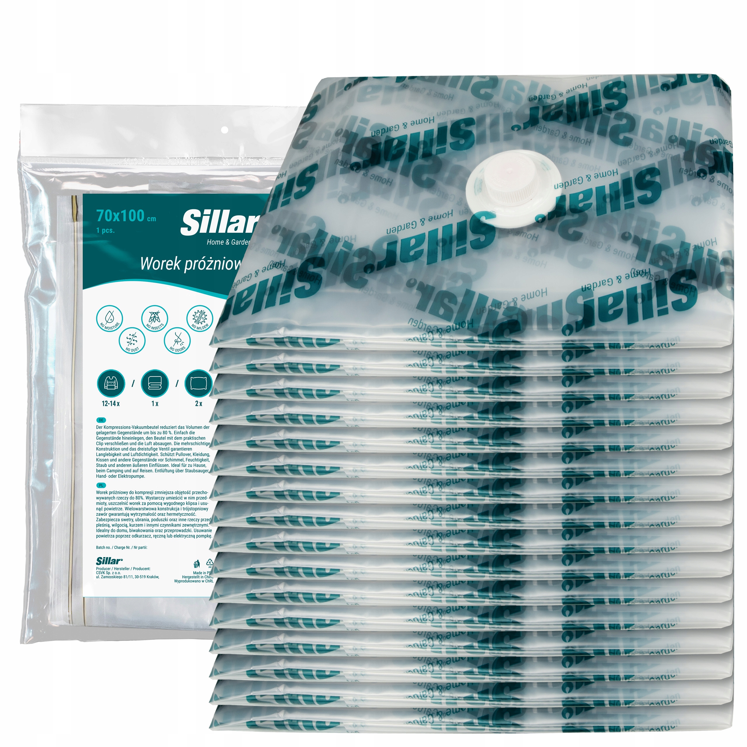 Levně Sillar Sada malých vakuových sáčků na oblečení Povlečení 70 x 100 cm 16 Ks