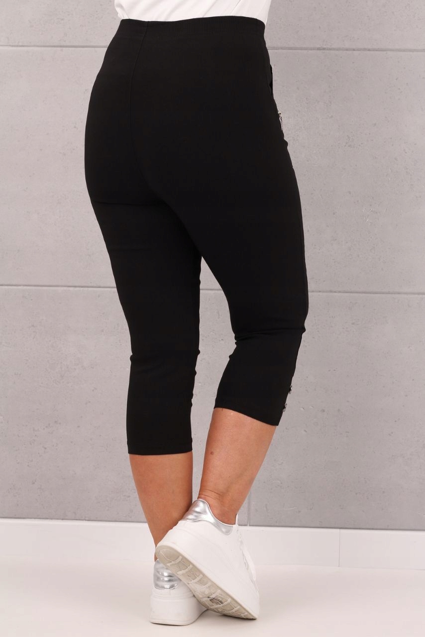 ELASTYCZNE SPODNIE RYBACZKI DAMSKIE NA GUMCE DUŻE ROZMIARY Z GUZIKAMI LUŹNE Wzór dominujący bez wzoru