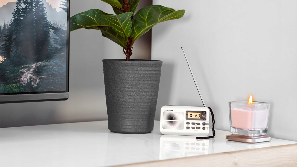 RADIO FM ZEGAR ALARM KRUGER MATZ KIESZONKOWE MAŁE Kolor srebrny