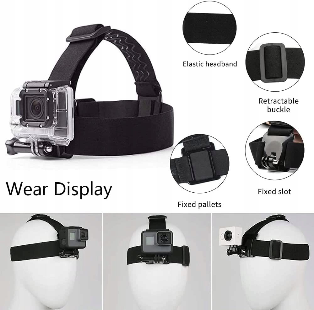 GOPRO Akcesoria Kamera Pasek Na Głowę Kompatybilny Z Hero 13 12 11 10 — miniatura 5