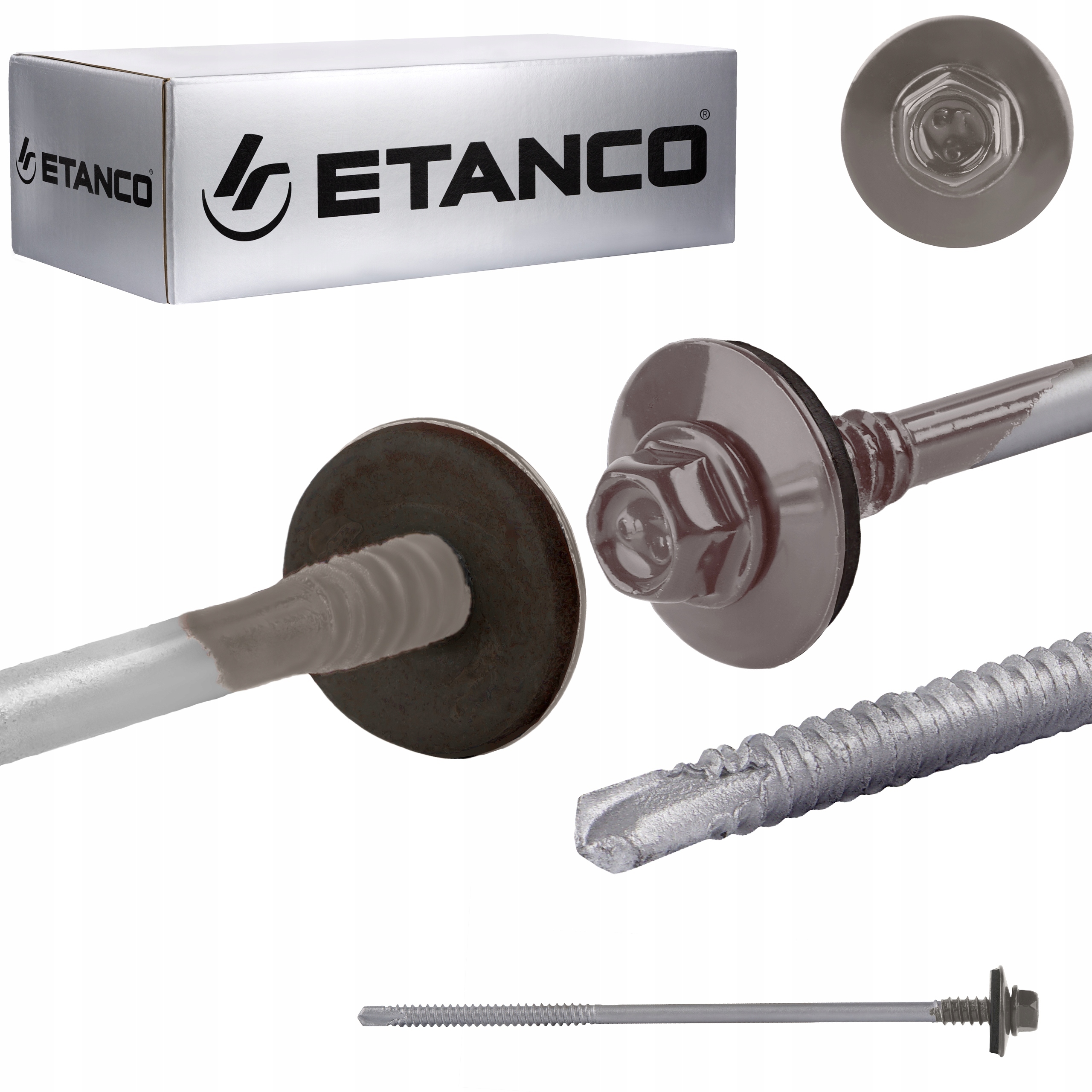 Wkręty do płyty warstwowej 150 mm Ral 9007 100 szt. do metalu Etanco GTR6