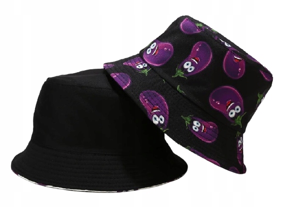KAPELUSZ RYBACKI DWUSTRONNY BUCKET HAT CZARNY BAKŁAŻAN