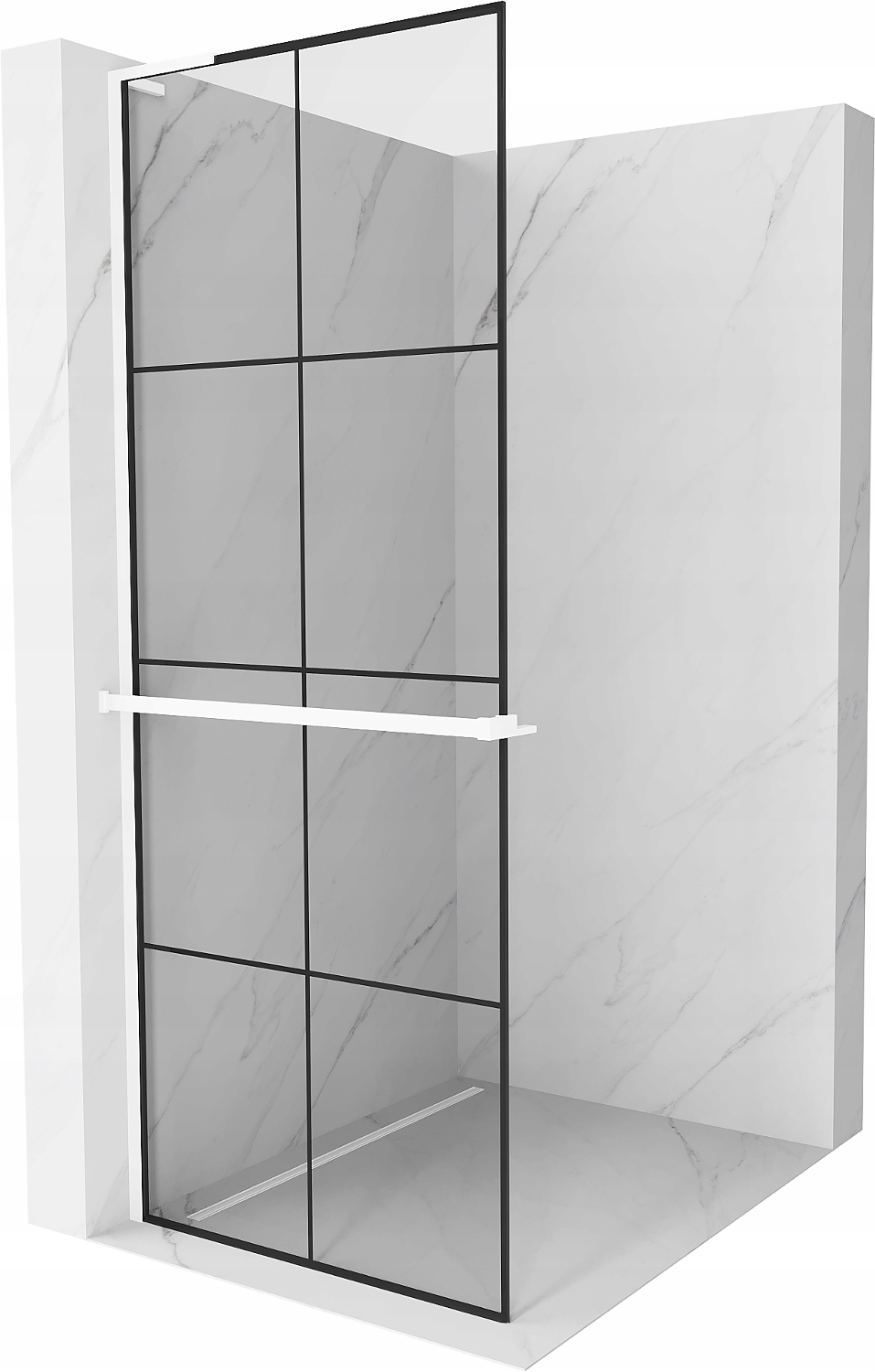 Mexen Kioto+ L sprchová stěna Walk-in 90x200 cm, černá mřížka, bílá