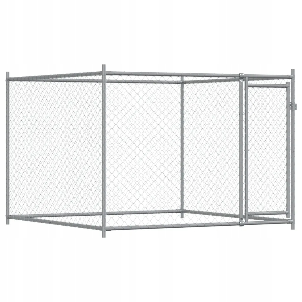 Levně Klec pro psa, s dveřmi, šedá, 2x2x1,5 m, ocel