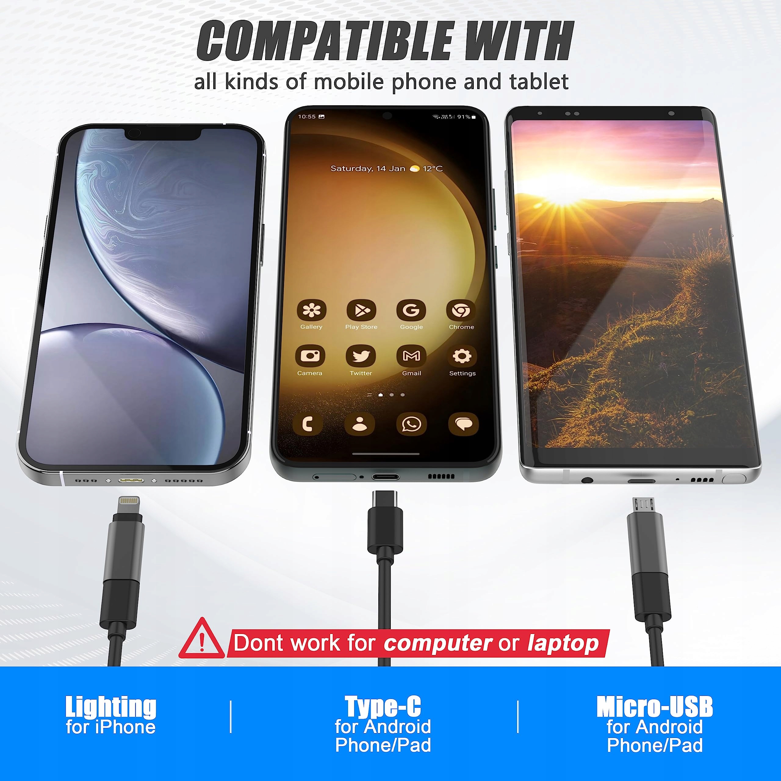 PANCELLENT Endoskop Dual Lens 1920P HD Kamera 8 LED Android iOS 5M — miniatura 3