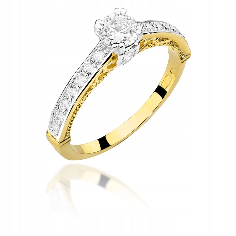 

Złoty Pierścionek Zaręczynowy pr585 Brylant Grawer