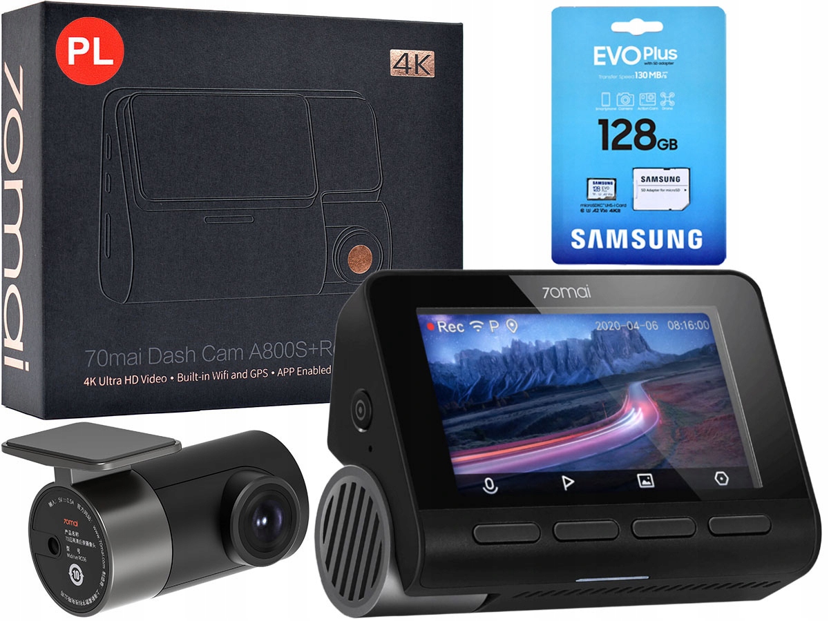 

Wideorejestrator 70mai na przód tył 128gb a800s