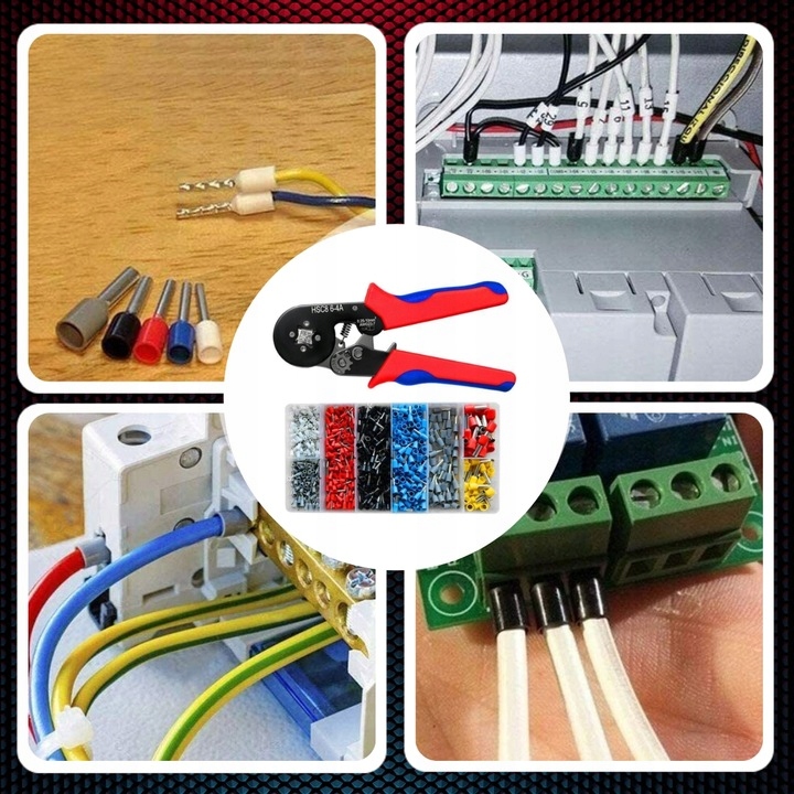 ZACISKARKA PRASKA DO KONEKTORÓW KABLI PRZEWODÓW 1800 SZT TULEJEK 0.25-10mm² Stan opakowania oryginalne