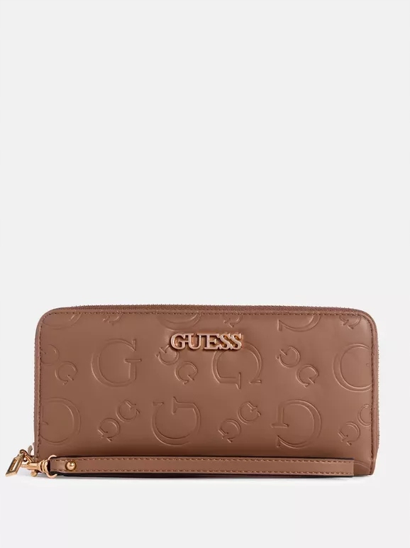 Guess dámská větší peněženka Harleston hnědá