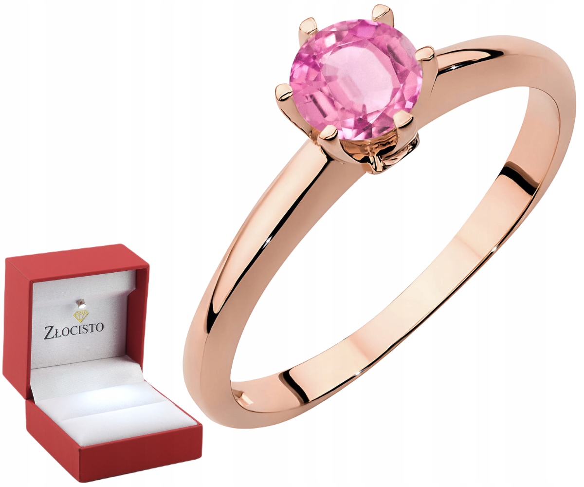 Růžové Zlato Prstýnek Růžový Topaz A Briliant 585 Gravírování Obchod