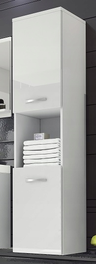 

Biała szafka łazienkowa, słupek połysk 132cm