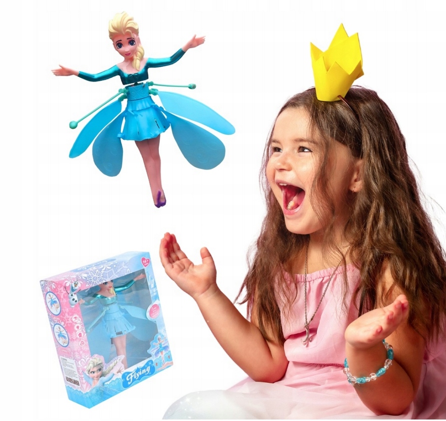 LALKA WRÓŻKA LATAJĄCA STEROWANA DŁONIĄ LED USB - NIEBIESKA Wysokość produktu 19 cm