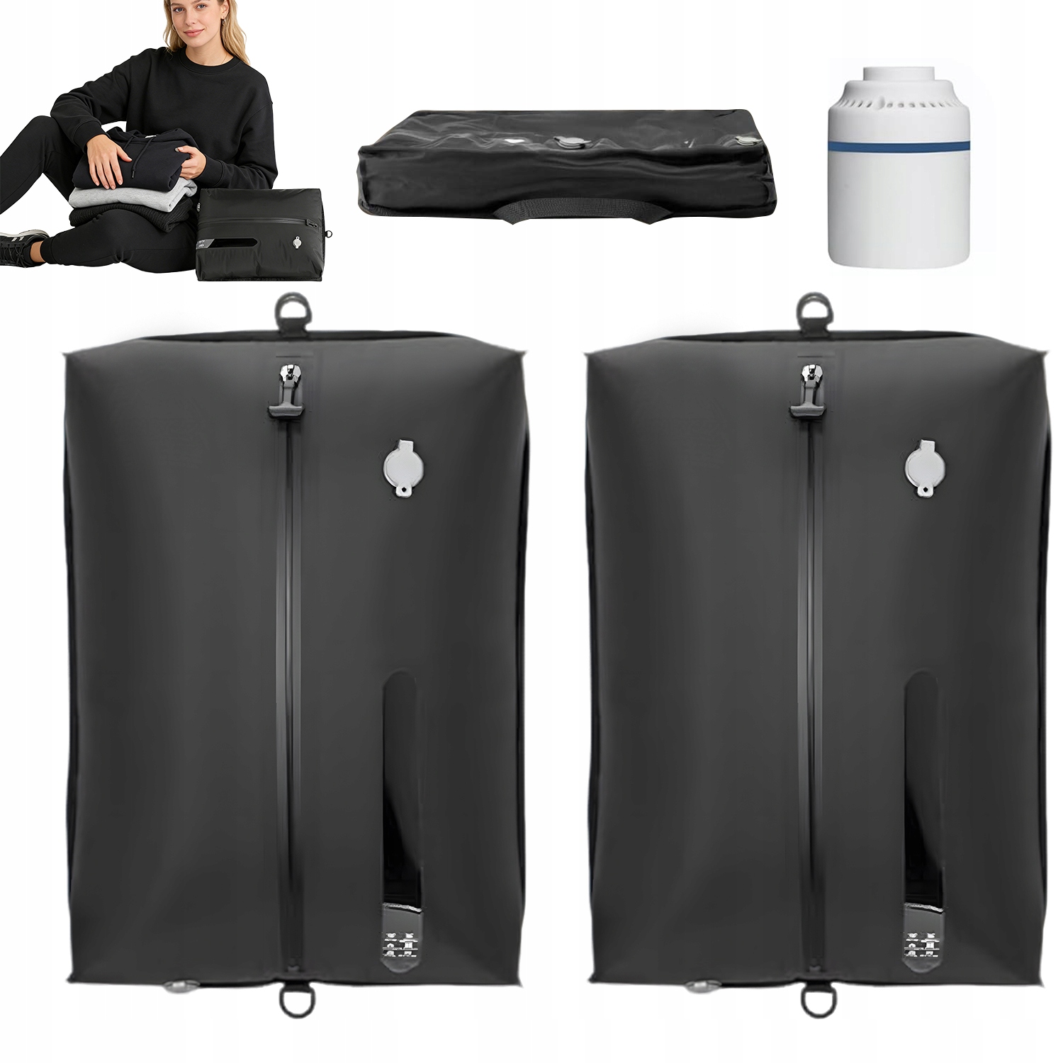 Zestaw Worków Kompresyjnych 36X21X50 CM Z Pompką Do Ubrań I Pościeli