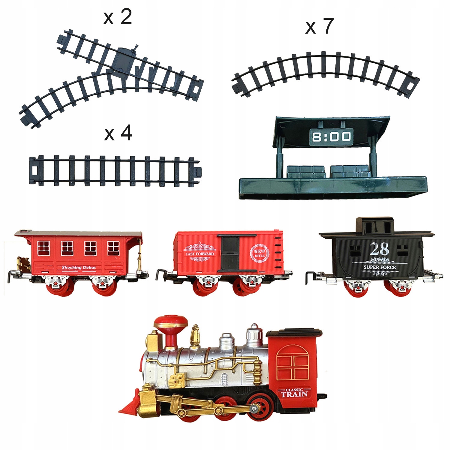 DUŻA ELEKTRYCZNA KOLEJKA POCIĄG NA TORACH DŻWIĘK ŚWIATŁO PAROWÓZ DLA DZIECI Kod producenta POCIĄG NA TORACH DLA DZIECI