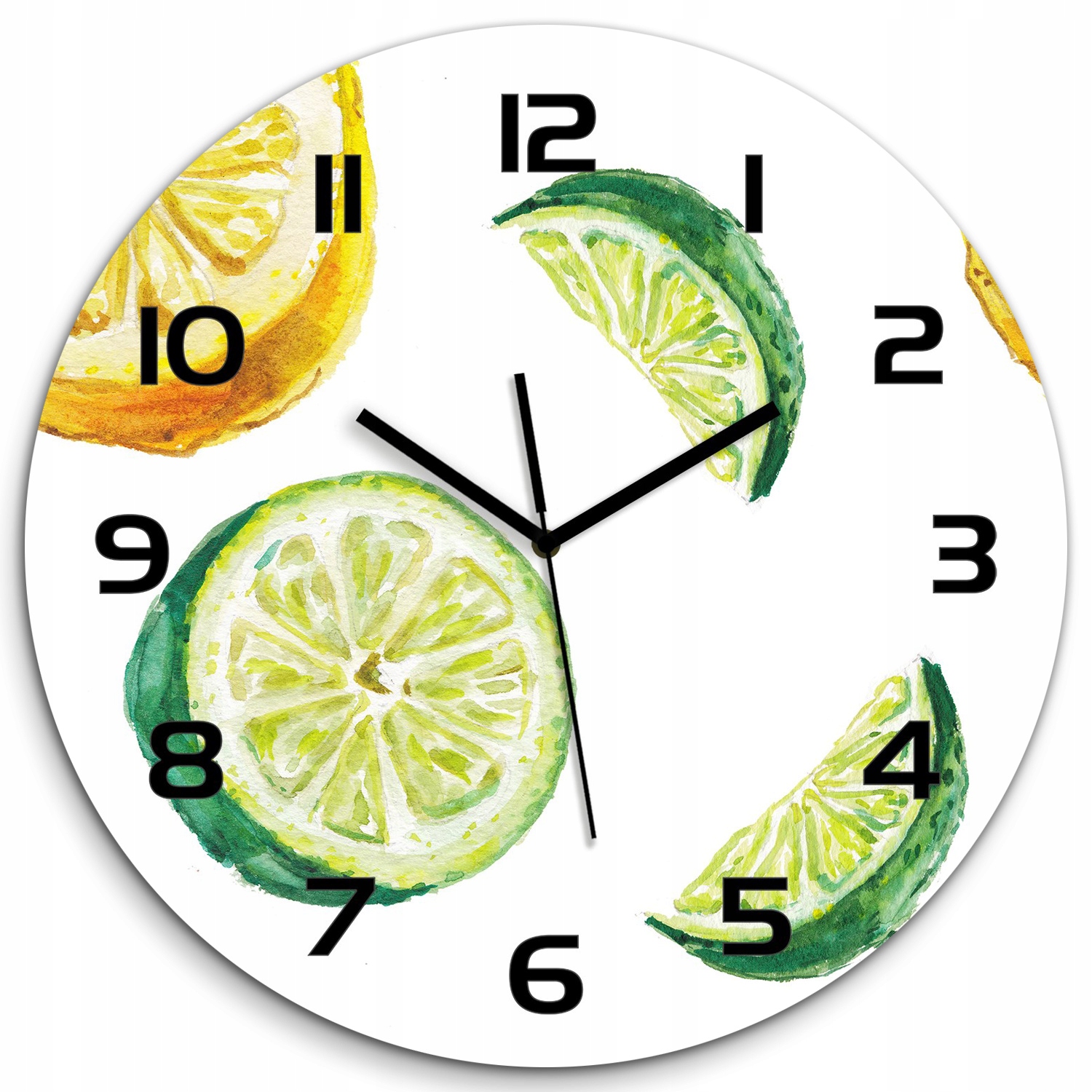 

Nowoczesny szklany zegar Cytryna i limonka fi 60cm