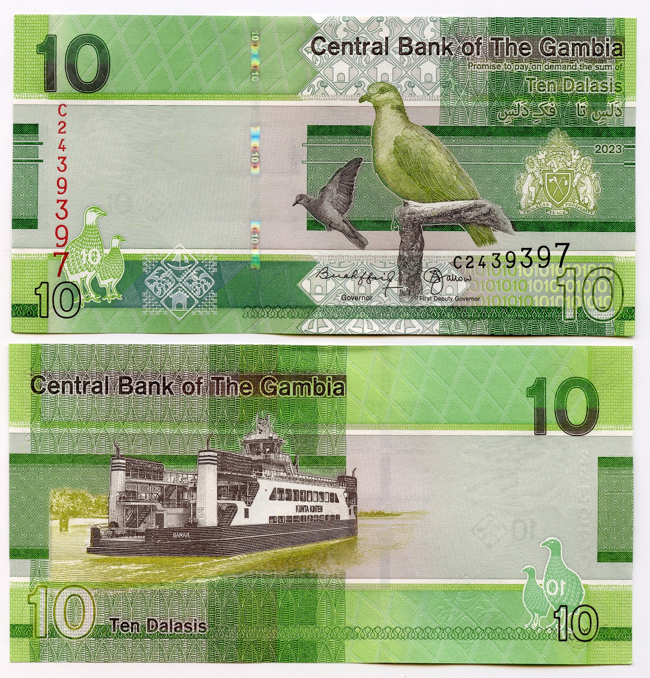 GAMBIA 10 DALASIS 2023 PW-38 UNC