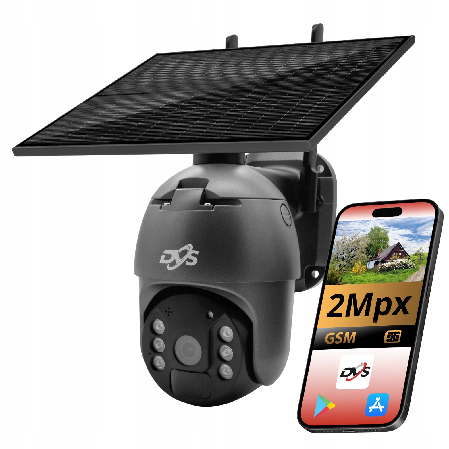 Kamera Na Sim Kartu S Solárnym Panelom Dvs 2MPX Otočná Externá Batéria