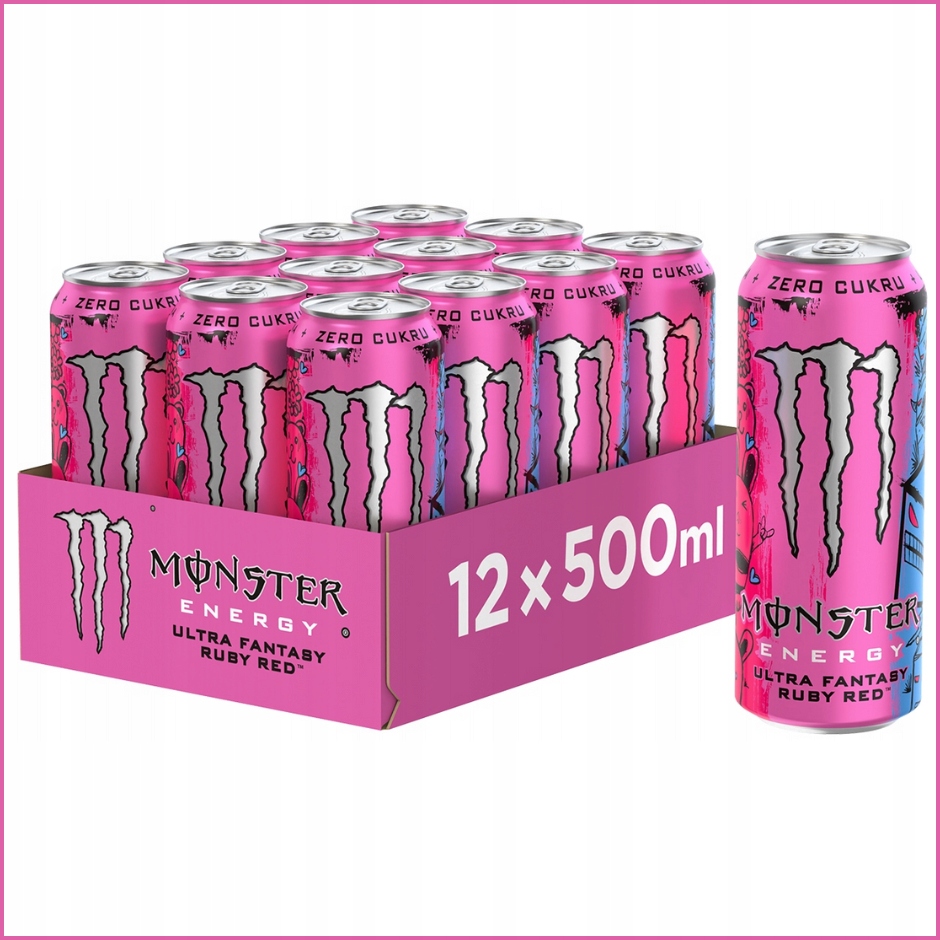 Levně 12 x Monster Energy Ultra Fantasy Ruby Red Energetický nápoj 500 ml