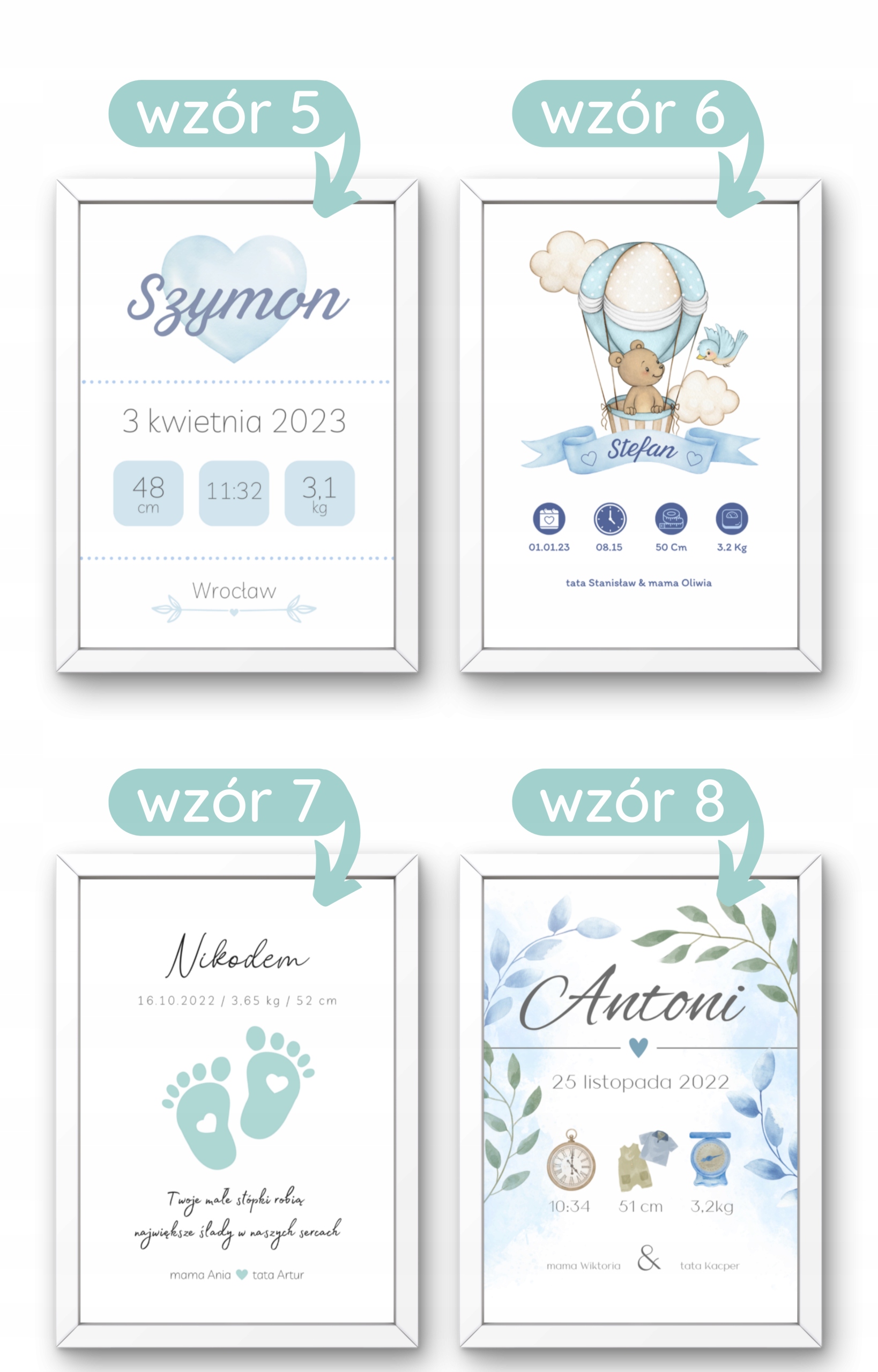 METRYCZKA DLA DZIECKA PREZENT NA CHRZEST DLA CHŁOPCA PLAKAT OBRAZ W RAMIE Marka inna marka